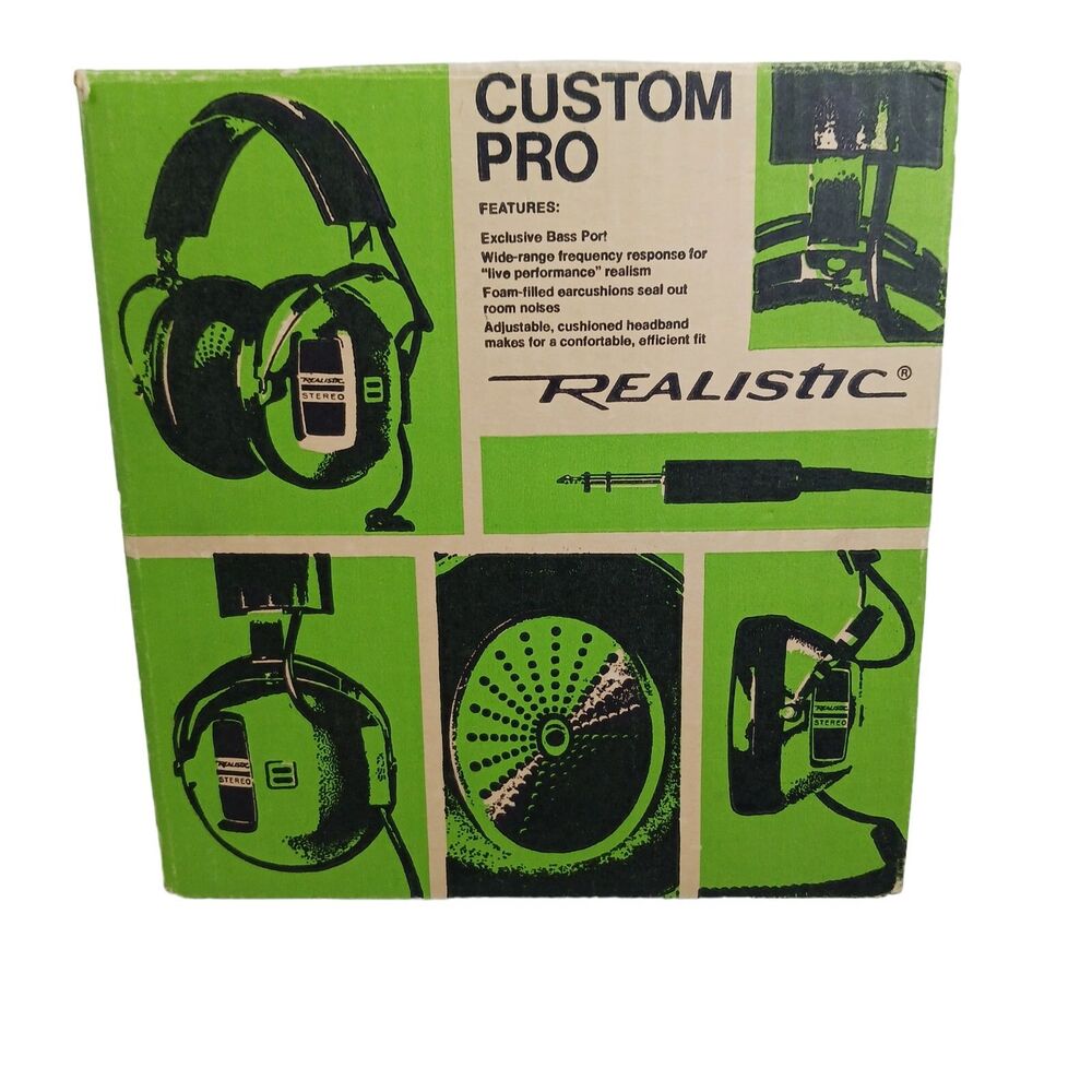 Vtg KOSS Realistic Custom Pro Stereo Headphones Bass Port Tan Brown 33-1002 Work